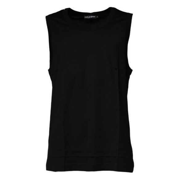 Dolce & Gabbana Black Cotton Round Neck Sleeveless Men's T-shirt